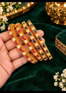 Elegant Gold-Plated Bangles Set