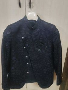 boy Navy Jacquard Nehru Jacket