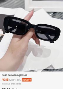 Solid Retro Black Sunglasses