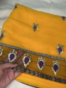 Beautiful Yellow Embroidered Saree