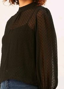 Sheer Black Polka Dot Top