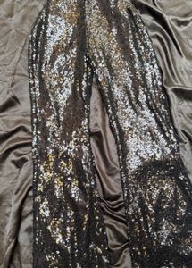 Black Sequin flared trouser