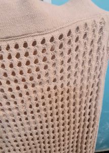 MANGO Beige Crochet Fitted Midi Skirt