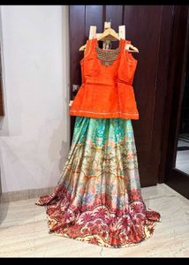 Art silk lehenga top with semi skirt