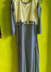 Midi Dress White N Blue 💙