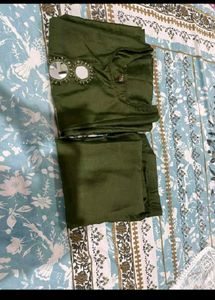 Stylish Olive Green Kurta Set with Mirror Work