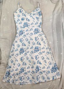 XS Cute floral dress with a Blue Cardigan