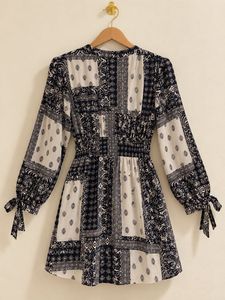 Boho Patchwork Print Mini Dress