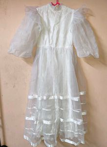 Elegant White Sheer Overlay Dress
