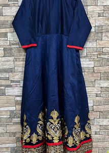 Elegant Blue Embroidered Anarkali Gown