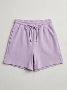 Lavender Ribbed Drawstring Shorts