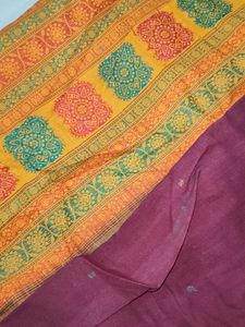 Elegant Maroon Saree with Yellow &amp; Green Ganga-Jam