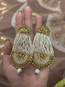 Exquisite Pearl and Gold Jhumka Earrings