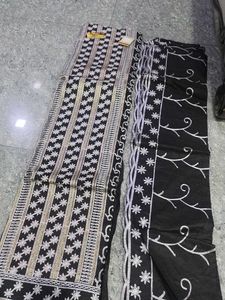 Elegant Black Embroidered Kurta Fabric Set pent du