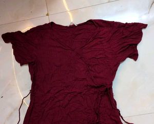 Maroon Wrap Dress by Pantaloons