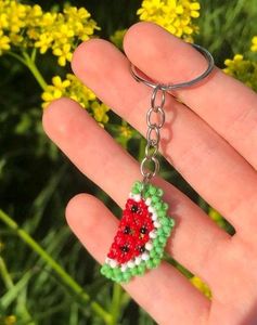 Beaded watermelon keychain