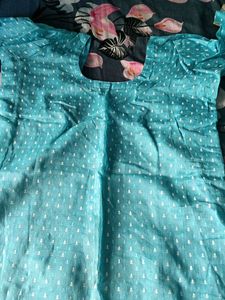 Light Blue Kurta Set with White Print