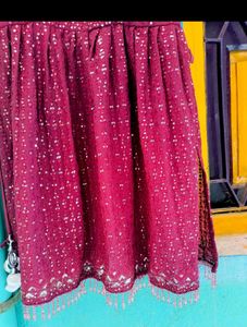 Maroon Embroidered Kurta with Sharara
