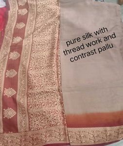 Pure Silk Saree with Thread Work