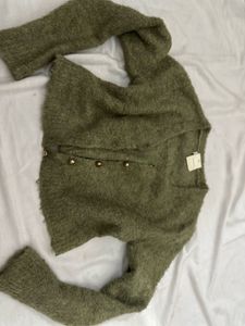Olive Green Knit Cardigan