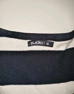 Striped Square Neck Knit Top