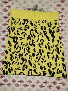 Yellow Leopard Print Mini Skirt
