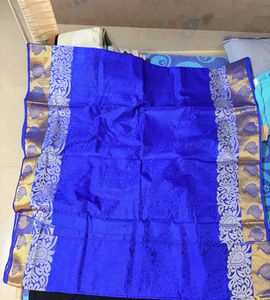 Royal Blue Saree with golden Border