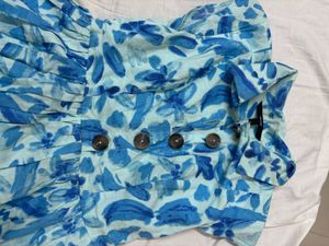 Chic Blue Floral Print Dress