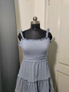 Light Blue Tiered Midi Dress