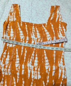 Orange Tie-Dye Sleeveless short Kurta