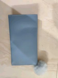 Cute Blue Wallet with Pom