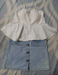 combo h&m Polka Dot Top & Skirt