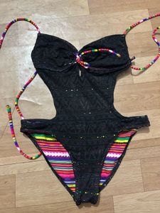 Black Monokini with Colorful Trim
