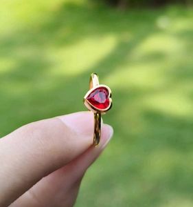 Anti Tarnish Ruby Heart Ring