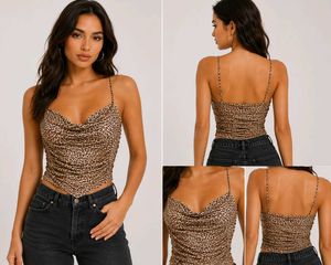 Leopard Print Ruched Camisole Top