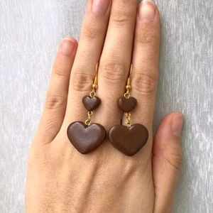 Chocolate Heart Dangle Earrings