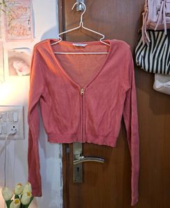 Only Cropped Zip-Up Cardigan