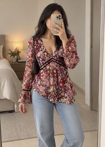 Promod Floral Print V-Neck Top