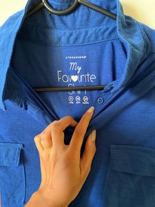 Blue Button-Up Long Sleeve Shirt