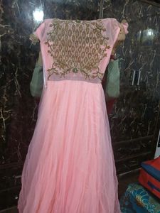Elegant Pink Embroidered Gown