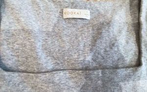 Kookai Grey Square Neck Long Sleeve Crop Top