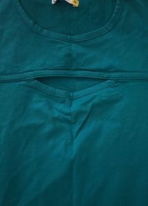 Teal Cut-Out T-Shirt Dress