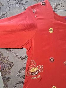 Beautiful Red Embroidered Kurta of 1
