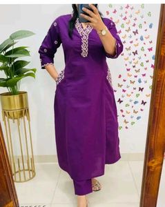 Purple Embroidered Kurta Set
