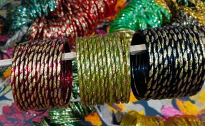 Combo 3 Sparkling Bangles - Red, Green & Black