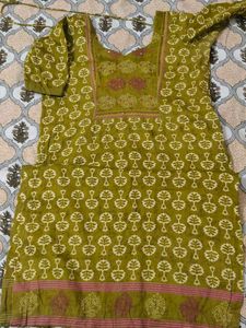 Women's Olive Green Printed Kurta set