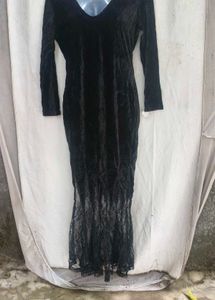 I. Black Velvet Lace Maxi Dress