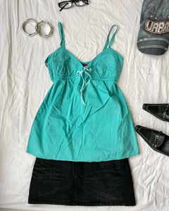 Y2k coquette ribbon top