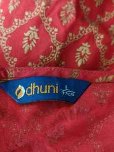 Red With Gold Floral Print Kurtas (Women's)