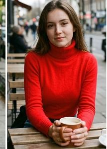 Vibrant Red Turtleneck Sweater